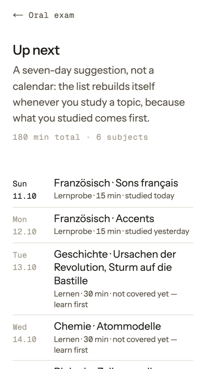 MAX app: seven-day study plan
